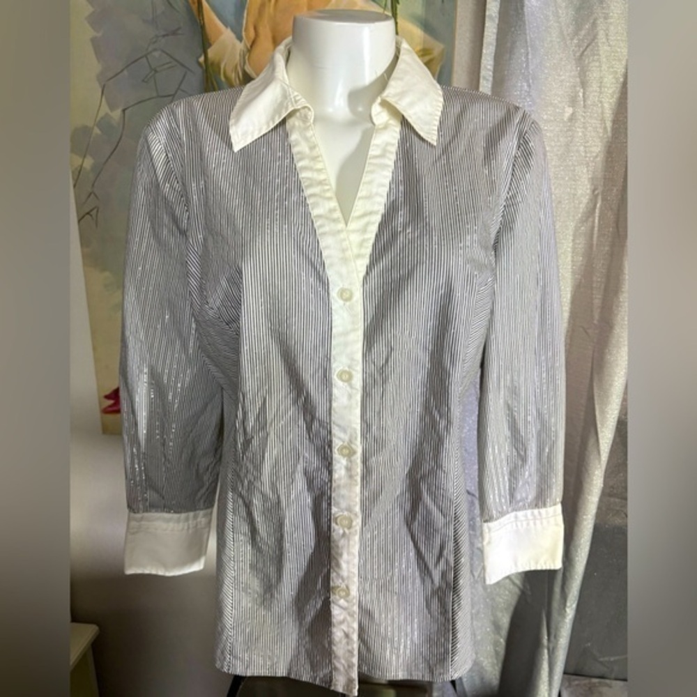 Alfani woman’s button up dress shirt/blouse size large (approx)